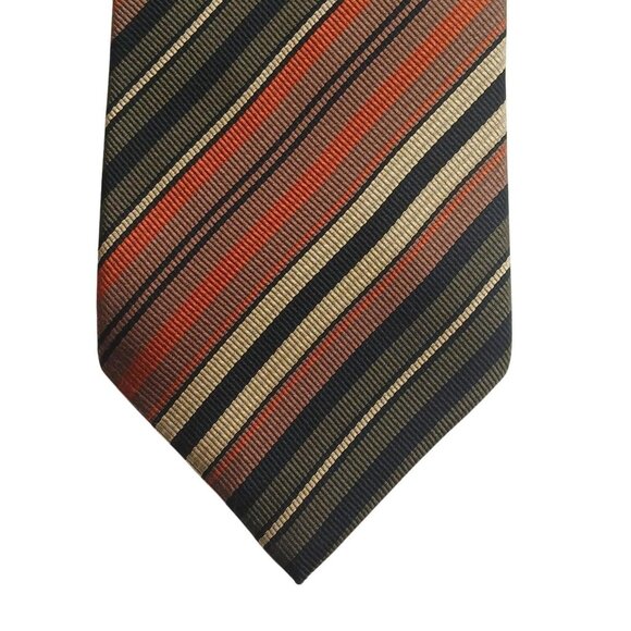 FABIO FERRETTI, Designer Dress Tie, Striped Fall Colors, 100% Silk, Italian vtg - Picture 1 of 7